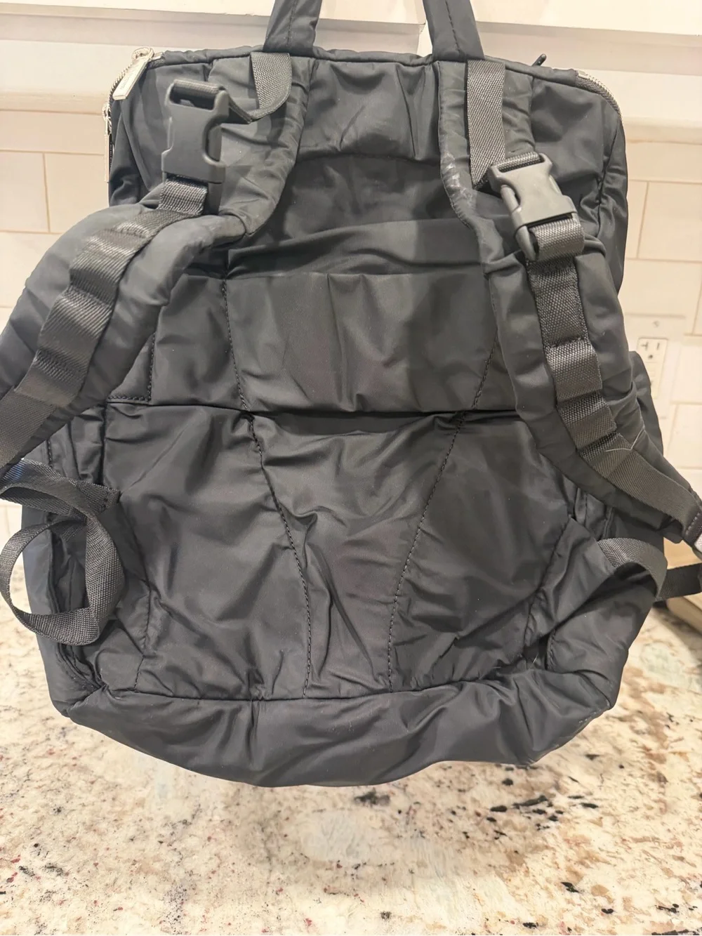 lululemon athletica Black Backpack with Silver Zippers